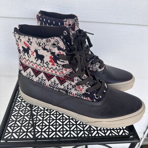 Vans Hi Top Sneakers Women’s Size 10 Back Zip Knit Christmas‎ Holiday Shoes